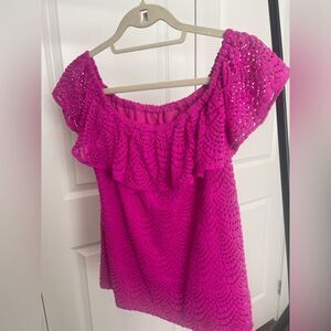 Lilly Pulitzer Pink Ruffled Blouse